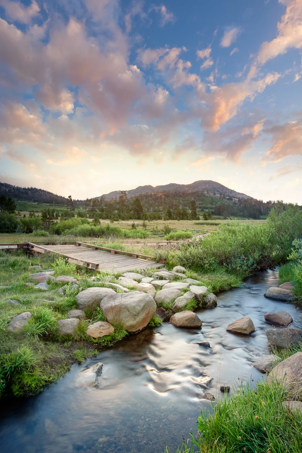 Ophir Creek runs through Tahoe Meadows at sunrise